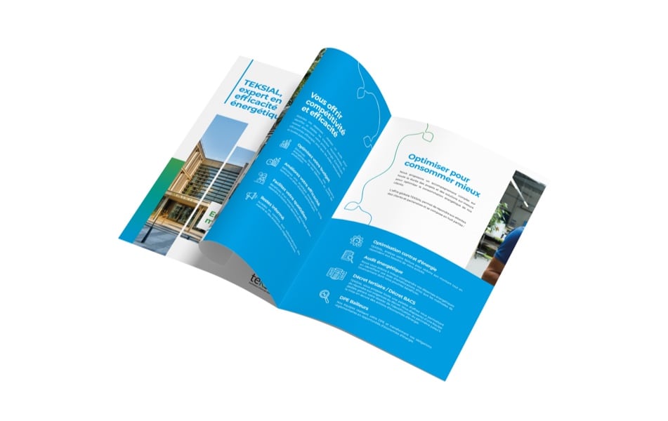 Revitaliser son image de marque Brochure réalisé par la Confection pour Teksial : donner un nouvel élan au secteur de l'énergie